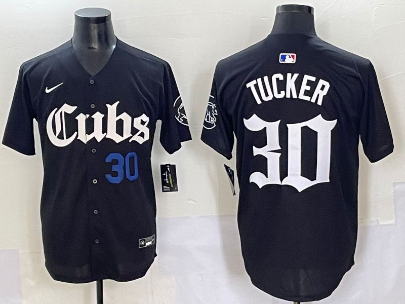 Men 2025 Chicago Cubs 30 Tucker Black Five generations Joint Name Nike MLB Jersey style 6